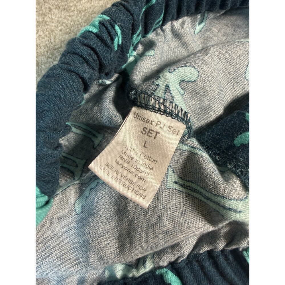 Lazy One Unisex Funky Moose PJ Set Large Navy Teal 100% Cotton Pajamas Cabincore - Picture 3 of 8